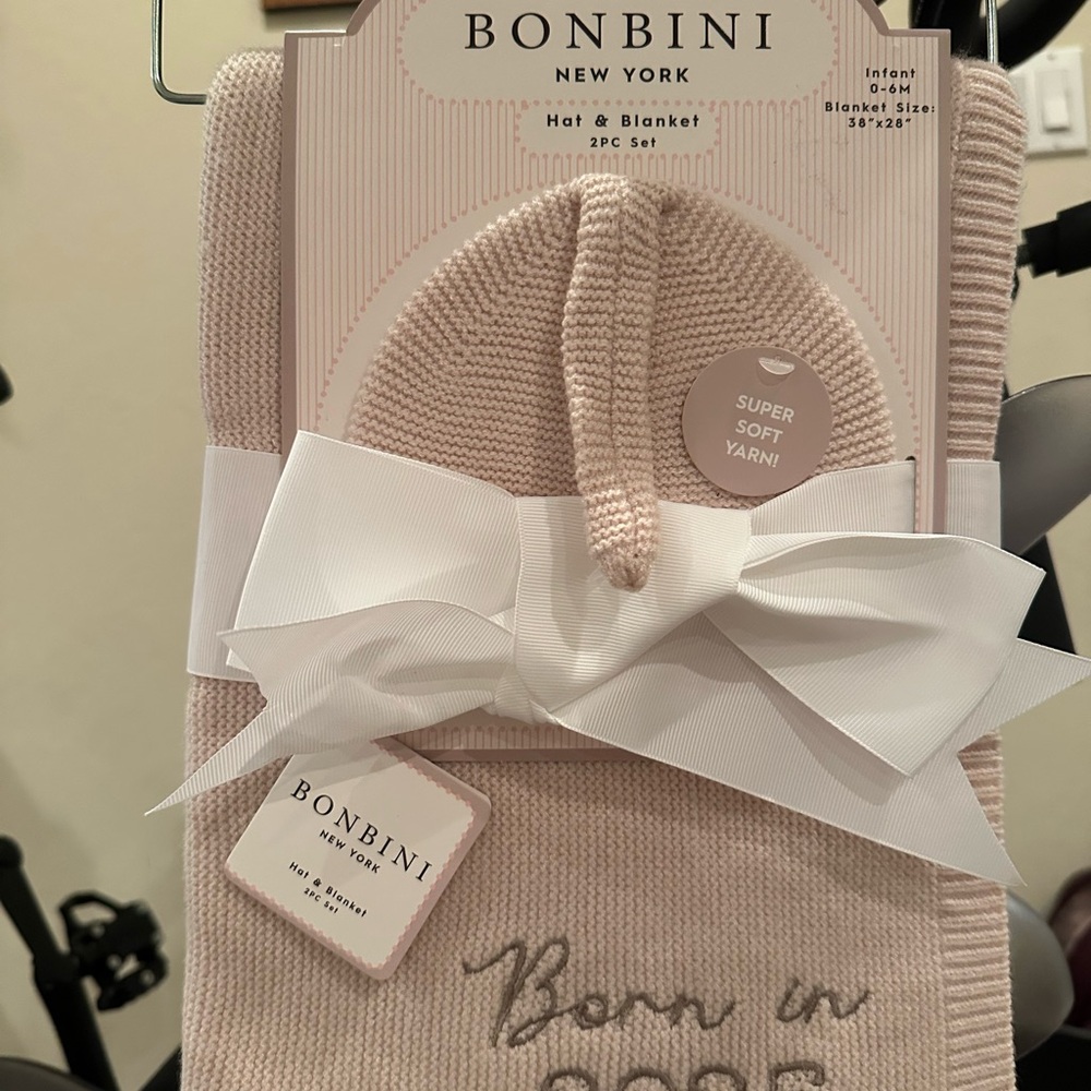 Bonbini Pink Hat and Blanket Set